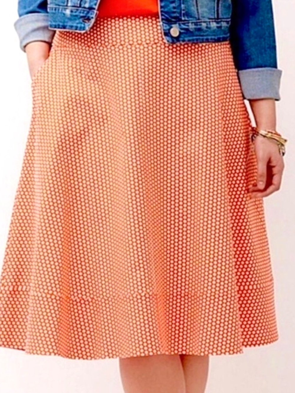 Lane Bryant Orange Polka Dot Plus Sz 24 Skirt Modernist Collection Stretch NEW